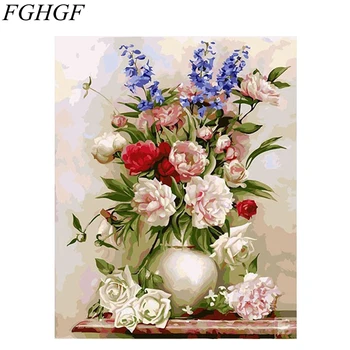 

FGHGF ST131 Flower Framed Picture DIY Painting By Numbers Painting Calligraphy Home Decoration For Living Room