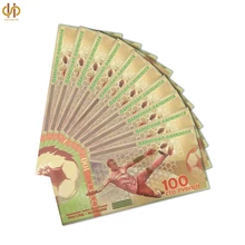 

10PCS 2018 World Cup Football Banknotes Paper Money Collecting in 24k Gold Foil Fake Money Note Collecting