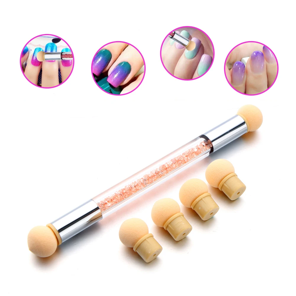 Dual Ended UV Gel Painting Nail Gradient Brush Art Sponge Puff Pen 