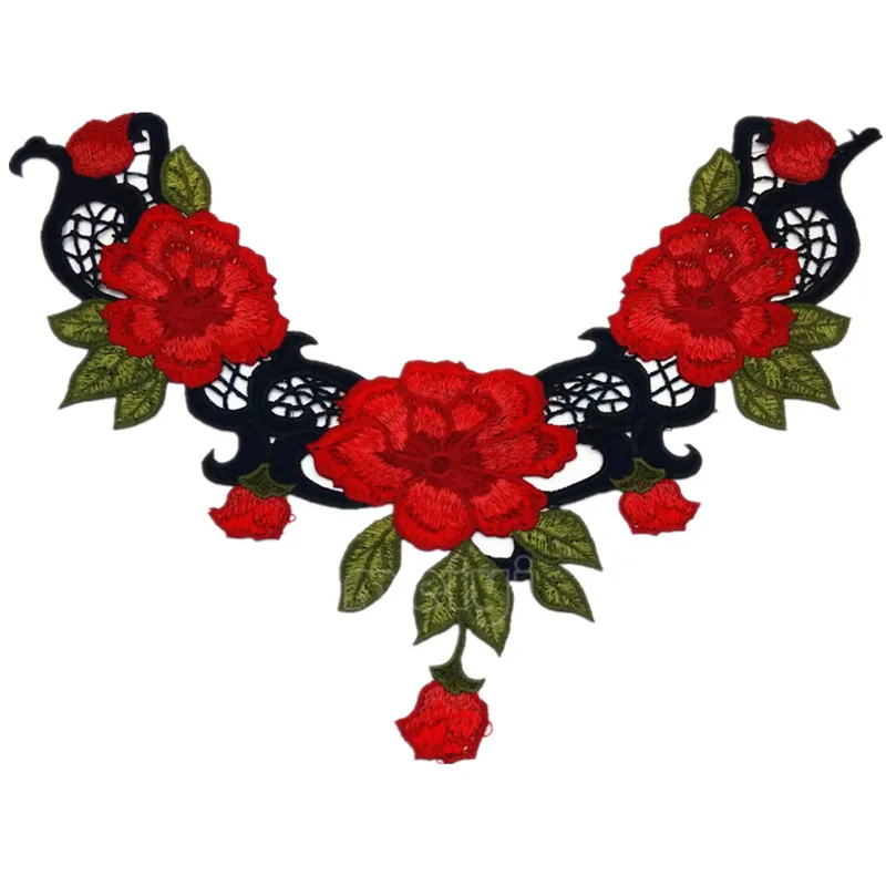 1pc Colorful Flower Embroidered Neckline Neck Collar Clothes Trim