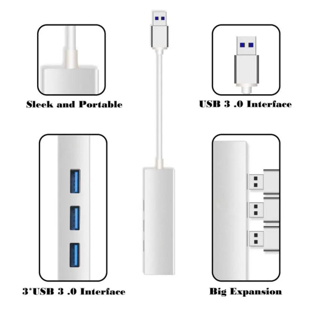 Сетевой адаптер с 3 портами USB 0 1000 Мбит/с Gigabit Ethernet LAN RJ45 Hub компьютерные аксессуары