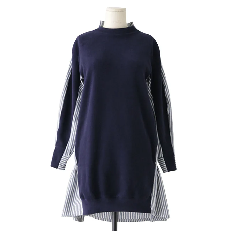 Осенний модный свитер для беременных женщин, полосатый длинный свитер для беременных женщин, длинная футболка
