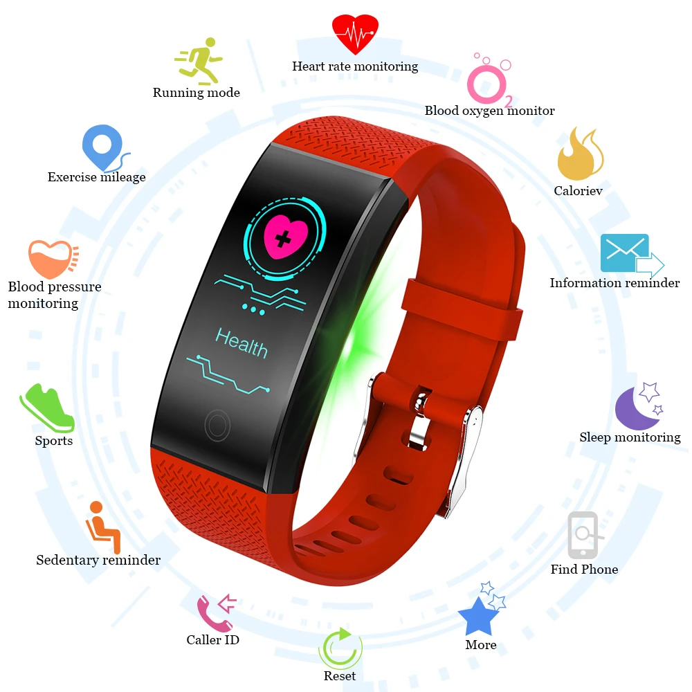 

Sport Smart Band Bracelet Women QW18 IP68 Waterproof Smart Wristbands Smartband blood pressure fitness Tracke Watch