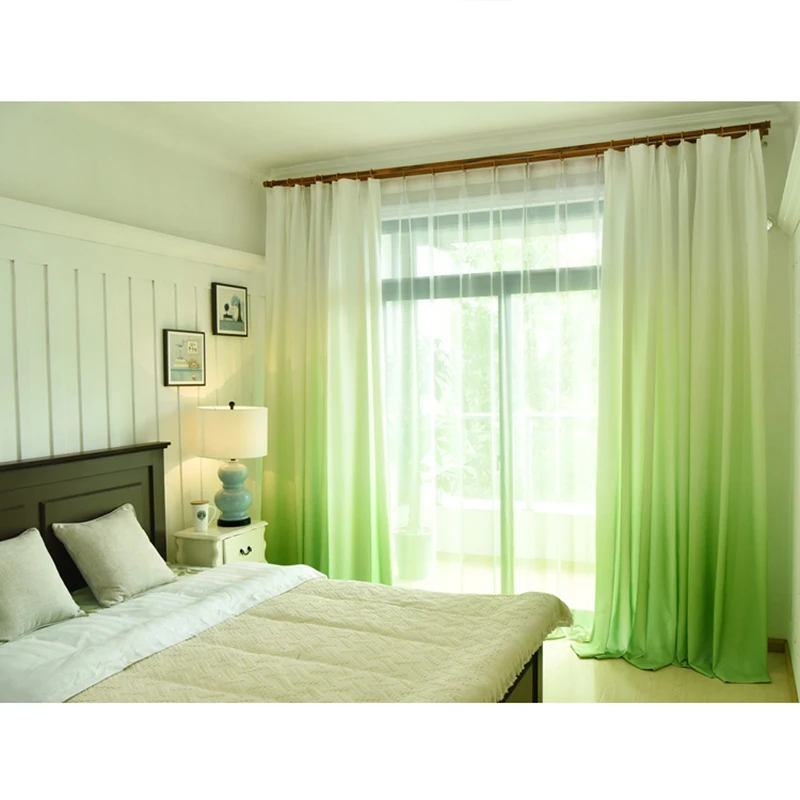 Us 18 89 41 Off Gradient Color Romantic Curtain For Living Room Bedroom Blue Green Purple Tulle Curtains For Windows In Curtains From Home Garden
