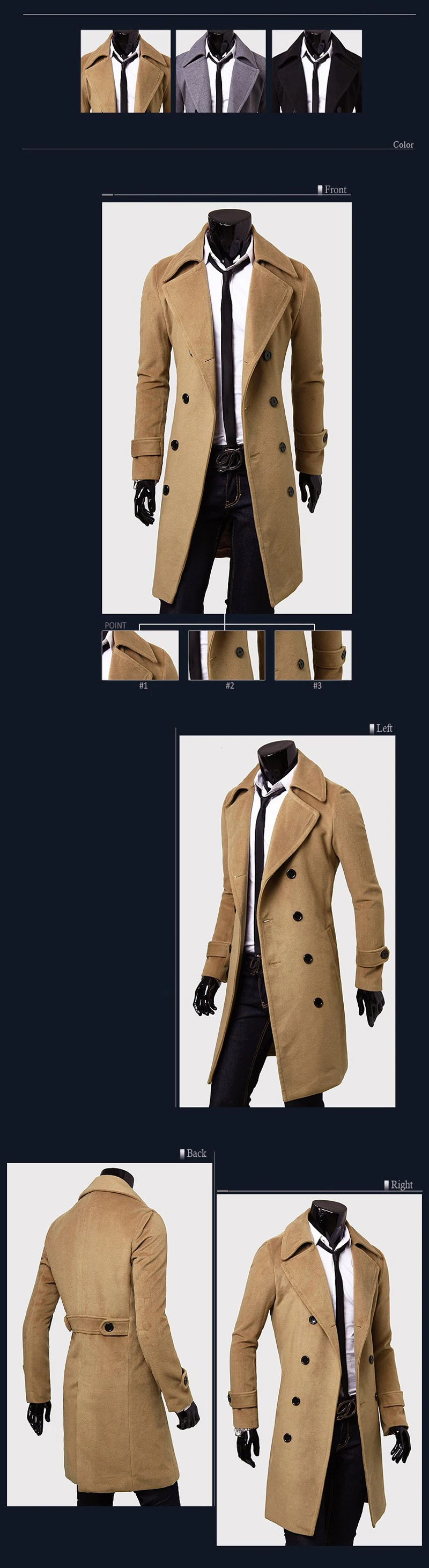 Новое поступление, Осенний Тренч, Мужская брендовая одежда, модное мужское длинное пальто, высокое качество, хлопковое Мужское пальто M-3XL
