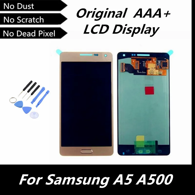 

100% Original LCD for Samsung Galaxy A5 A500 A5000 LCD Display Touch Screen with Digitizer Assembly Gold Color Replacement Parts