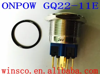 

5PCS/LOT ONPOW 22mm 24V Tri-color LED GREEN ring illuminated Stainless steel Pushbutton switch (GQ22-11E/RGB/24V/S) CE, ROHS