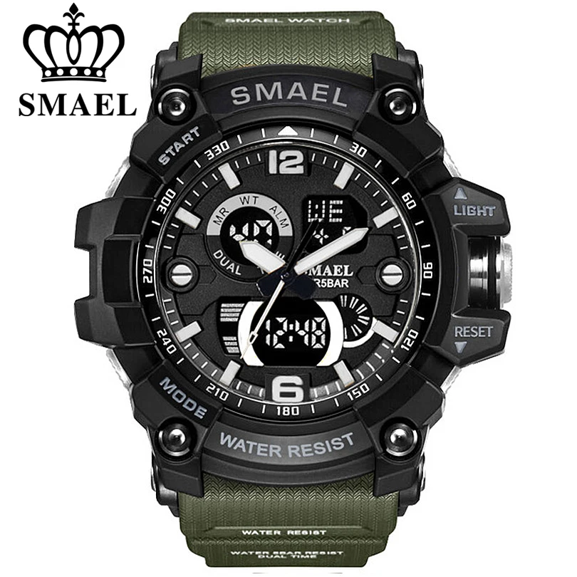  SMAEL Watches Men Analog Quartz Digital Watch Waterproof Sports Watches for Men Silicone LED Electr