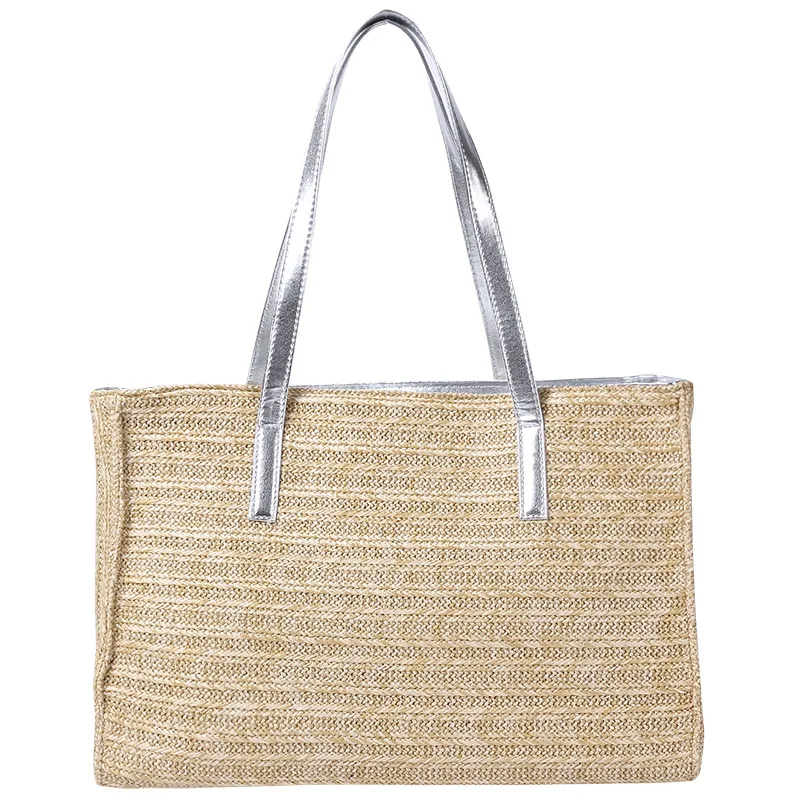 

2018 Fashion Straw Handbags Straw Summer Beach Tote Big Shoulder Bag Purse Handbag Straw Beach Bag PU Lining