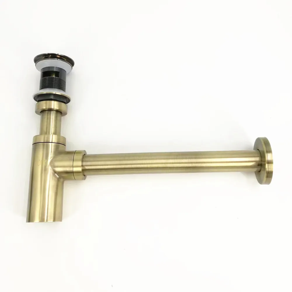 Antique Bronze P Trap Old Style Vintage Brass Bottle Trap & Pop Up