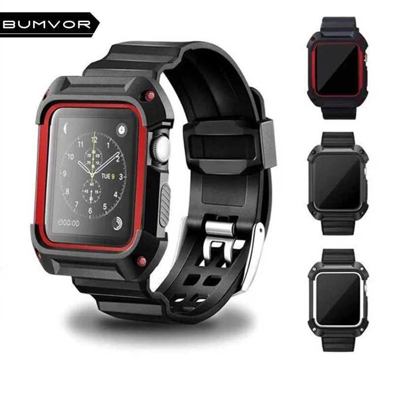 BUMVOR 2018 Новый чехол для iwatch ремешок из ТПУ мягкий Apple Watch черный красный белый 40 мм/44