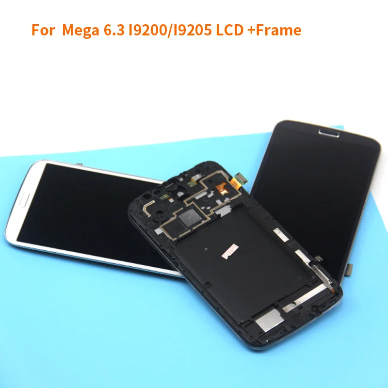 Супер AMOLED lcd для SAMSUNG Galaxy Mega 6 3 i9200 i9205 сенсорный экран дигитайзер Рамка сборка ЖК