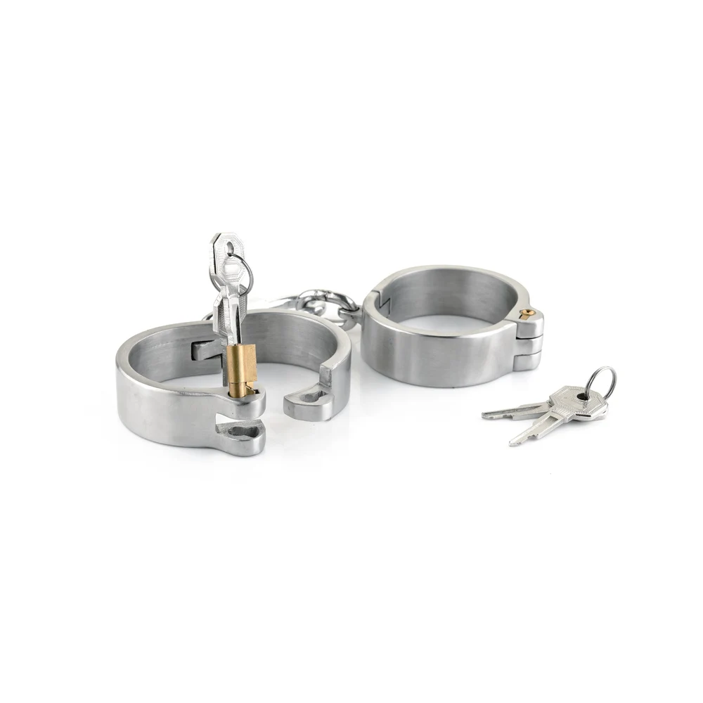 

Stainless steel handcuffs for sex oval type bondage lock bdsm fetish wear hand cuffs bondage harness sex games sex products