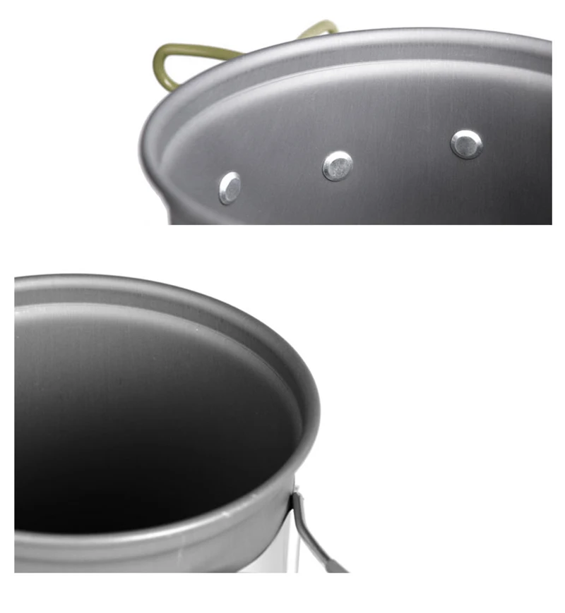 2 unids/set portátil al aire libre Vajilla camping senderismo viajar Utensilios de cocina picnic Bowl pot pan set para 2-3 persona + bolsa de red