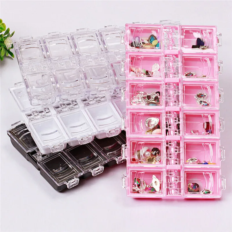 

12 Slots Adjustable Plastic Storage Box Case Transparent Rectangle Organizer Beads Earring Jewelry Container
