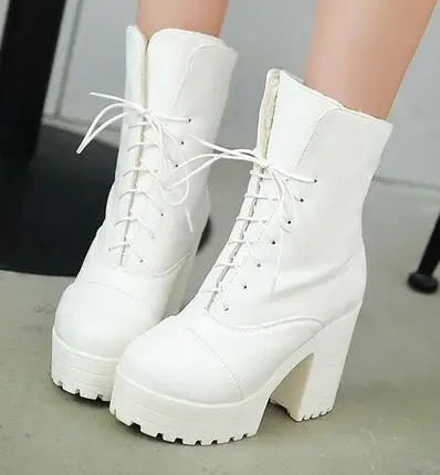 Plataforma La Botines Moda Punky Mujer Botas Cordones Para De 74EAqf