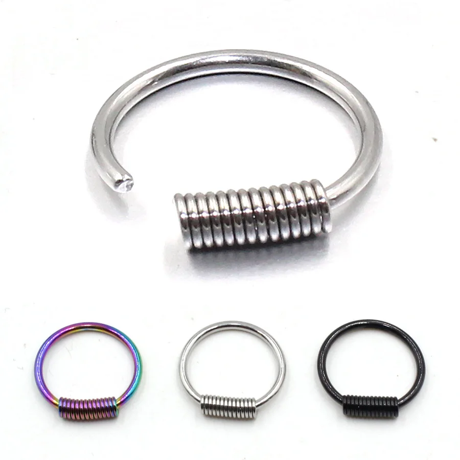 

1pcs Universal Spring Wrap Captive Septum Nose Ear Cartilage Tragus Helix Stud Steel Clip Earrings Body Piercing Jewelry