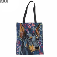 Прямая Женская многоразовая сумка на плечо женская Холщовая Сумка для покупок Rottweiler Shepherd Печать Эко большая сумка