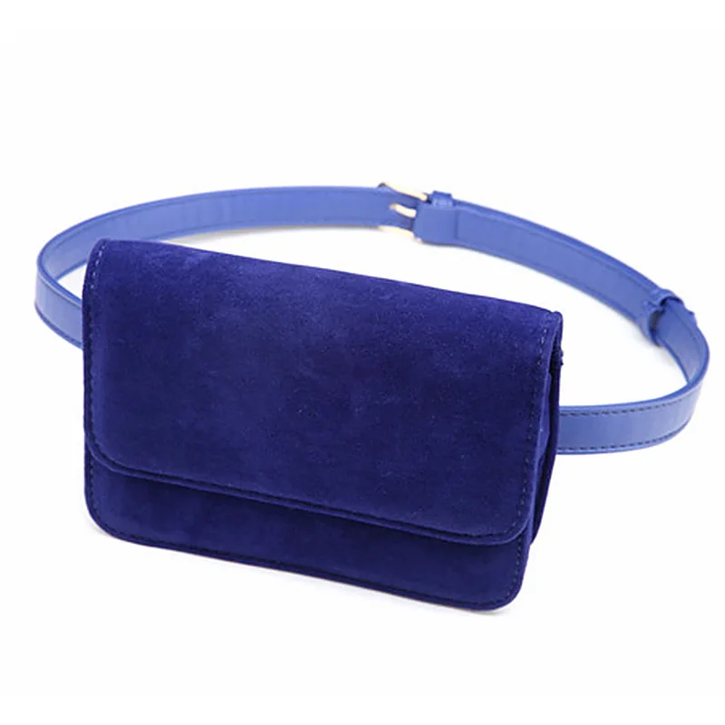 

Chic Women Velvet Waist Bag Bum Phone Purse Flap Fanny Pack Wallet for Travel Ladies Box Style Luxury Design Belt Bags Female