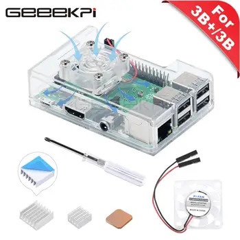 

GeeekPi ABS Black / Transparent Clear Shell Enclosure Case Kit + Heat Sink Cooling Fan for Raspberry Pi 3B Plus (3B+) /3B