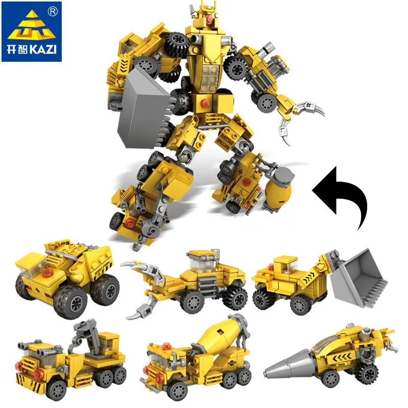 

6Pcs/lot TRANSFORMER Robot City Omega Supreme Engineering Transporter Bulldozer Excavator Building Blocks LegoINGLs Bricks Toys