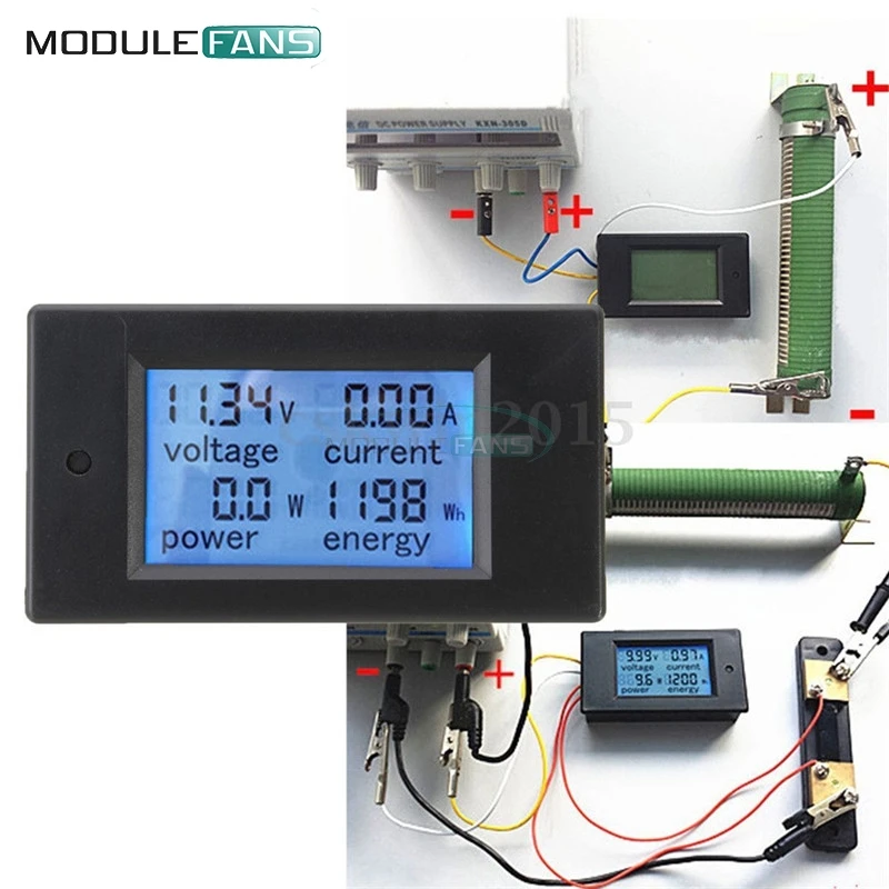 

20A DC 100V LCD Digital Volt Voltage Watt Current Power Meter Ammeter Voltmeter