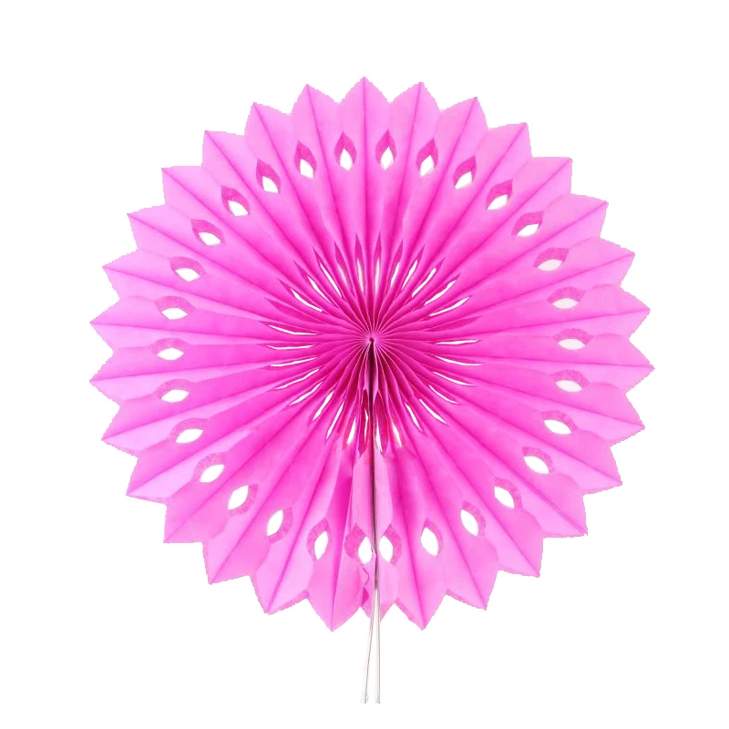 6pcs 8"(20cm) Pink Paper Fan Flower Folding DIY Paper Crafts For