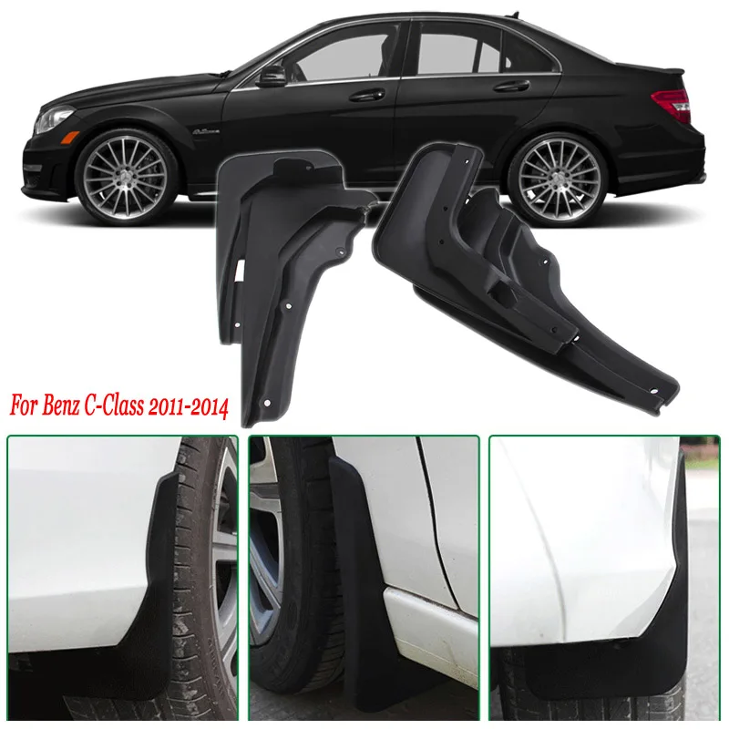 

4pcs Premium Heavy Duty Molded Splash Mud Flaps Guards Fenders For Benz C-Class 2011-2014