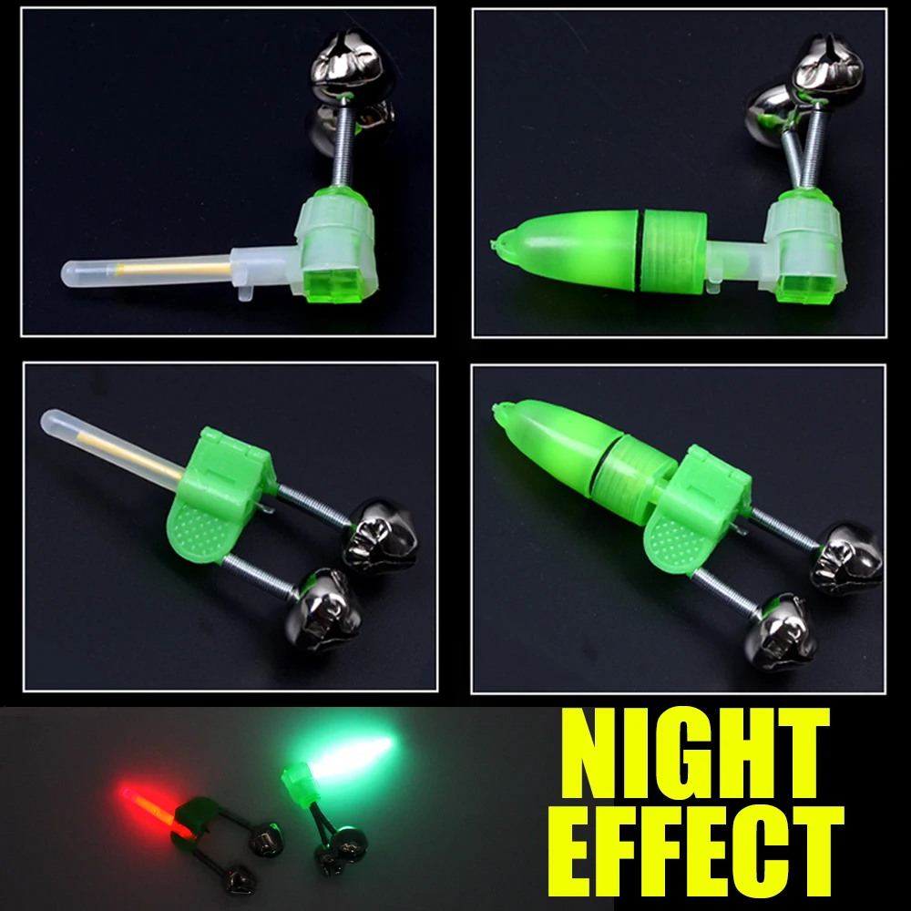 3 قطعة الصيد دغة الصيد قضيب أجراس قضيب المشبك تلميح كليب أجراس حلقة الأخضر ABS ملحقات صيد سمك جديد