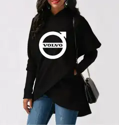 Модные женские худи логотип автомобиля volvo Толстовка Асимметричная случайные свободные пуловер рубашка с капюшоном уличная