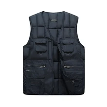 Мужской теплый жилет с толстой подкладкой, пуховый теплый жилет, светильник, хлопковая куртка без рукавов для мужчин, повседневный жилет с множеством карманов для мужчин