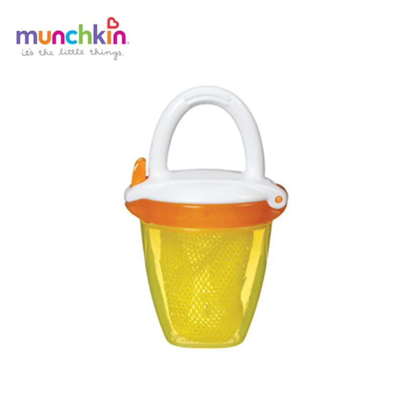 Munchkin Baby Bite Bag Yellow Allows Biting Food Enjoying Fresh Fruits Safely Smart Alternative Molar Toy Simple Easy Use Babies