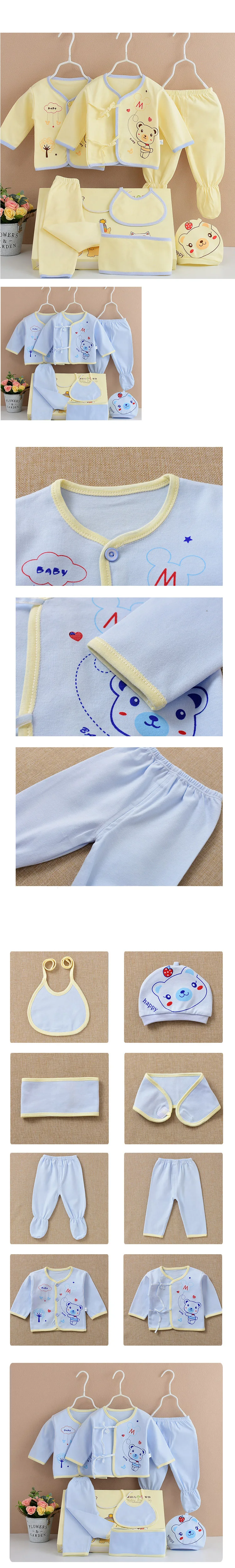 Одежда для новорожденных из хлопка, комплект одежды для мальчиков и девочек от 0 до 3 месяцев комплект для малышей, нижнее белье 7 шт./компл., весенне-осенняя одежда с героями мультфильмов, CJM010