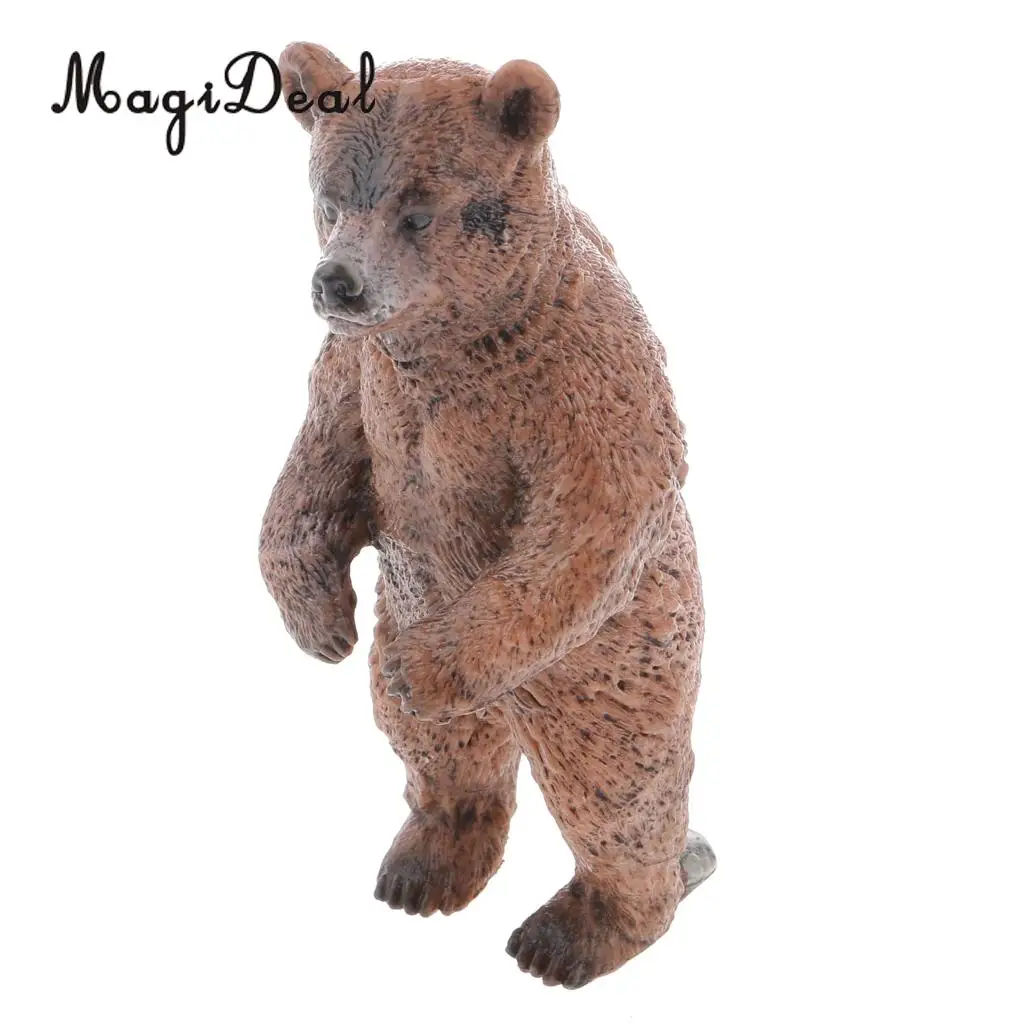 1Pc Realistic Standing Brown Bear Wild Zoo Animal Model Action Figure Kids Children Toddlers Toy Gift  Home Desk Decoration