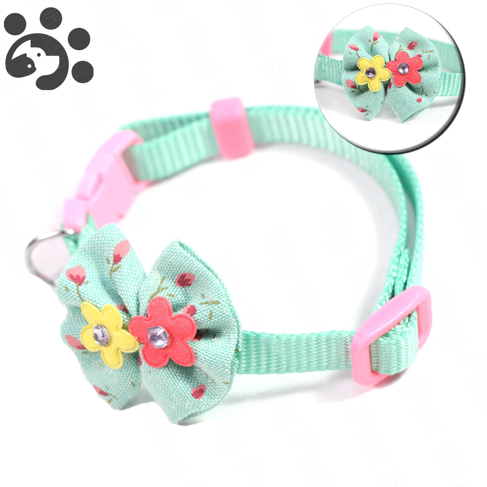 

Adjustable Small Dog Puppy Collar for Cat Kitten Pet Breakaway Nylon Necklace Collars Flower Breakaway Cat Pets Supplies MP0030