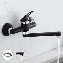 Вращающийся кухонный кран настенный удлиненный медный кран с одной ручкой смеситель горячей и холодной воды кран для бассейна раковина смесители