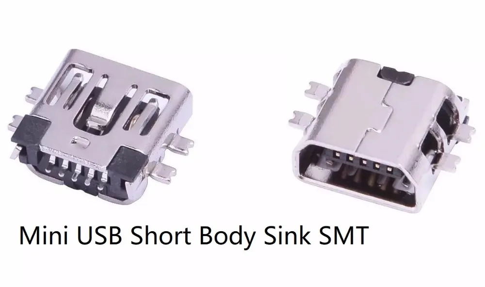 300 шт. мини USB разъем Телефон хвост зарядки гнездо B Тип гнездо для печатной платы плата раковина 4 фута SMT короткий корпус USB плоский рот