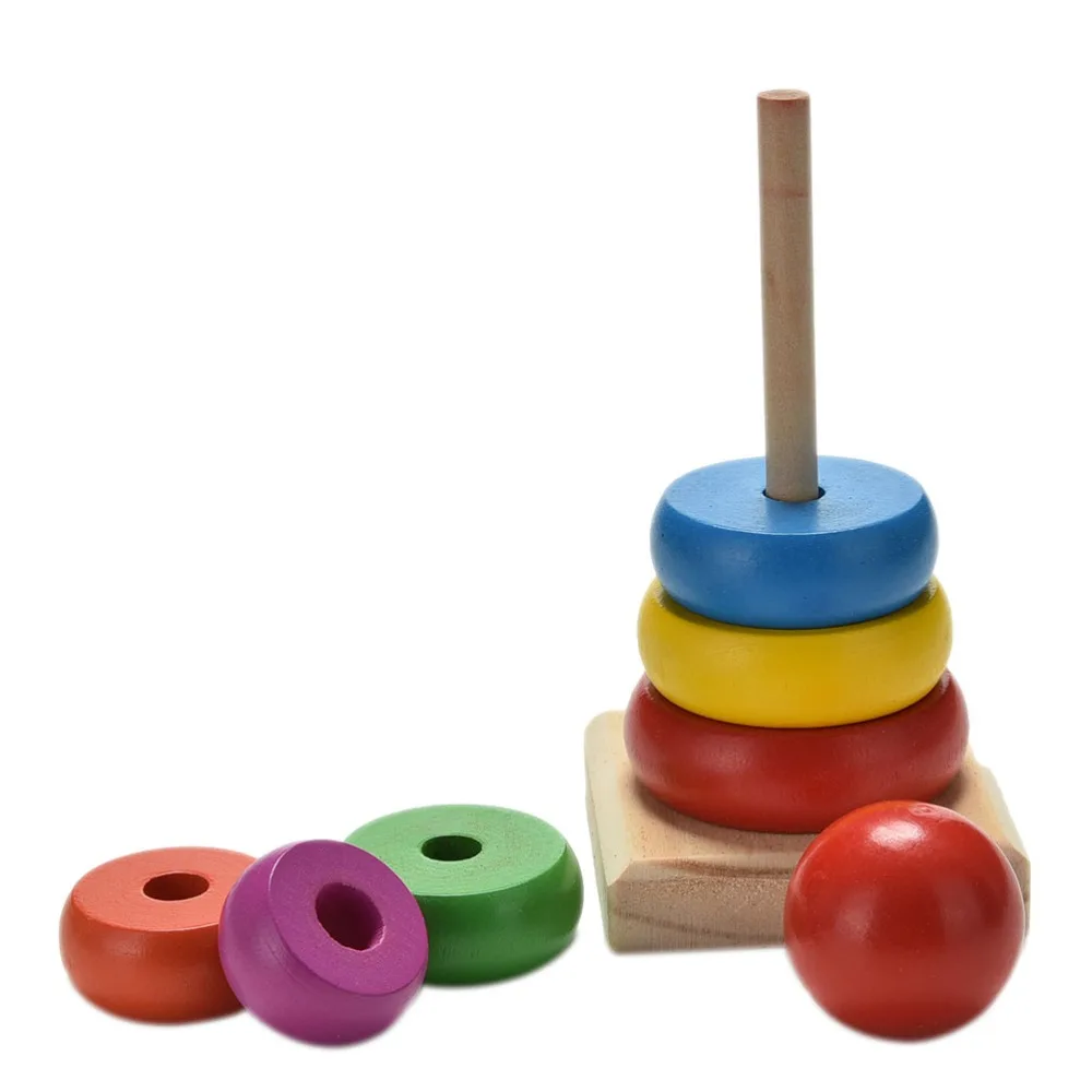 Новое поступление, деревянные кольца для раннего обучения, деревянные кольца для пончиков, радужные складные кольца, башенные блоки, игрушки