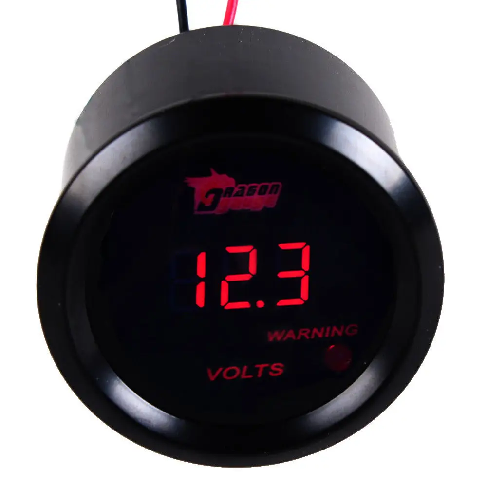 New Universal Black 2" 52mm Red Digital LED Electronic Volt Gauge Meter Voltage Car Gauge Auto