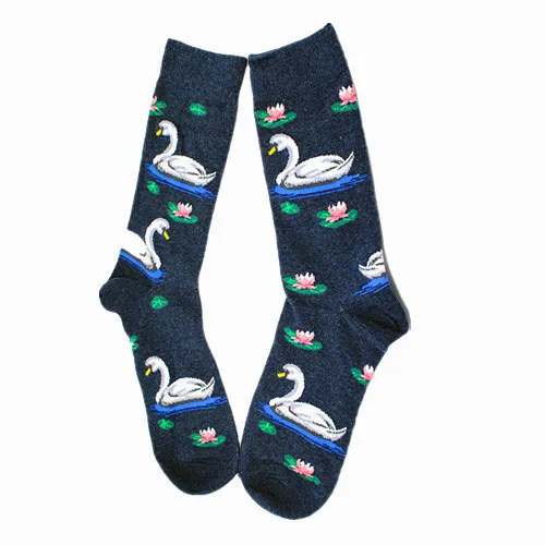 New Fashion Corgi Swan Elk Animal Crew Socks Cute Funny Christmas Long Skate Socks For Large Size Men