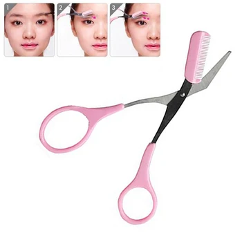 

Makeup Pink Stainless Eyebrow Professional Trimmer Scissors Comb Hair Removal Shears Grooming Cosmetic Tool Eyelash Combing