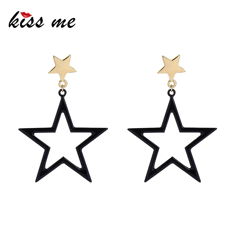 

KISS ME Sweet Cute Black Star / Pentagram Dangle Earrings for Women Fashion Accessories