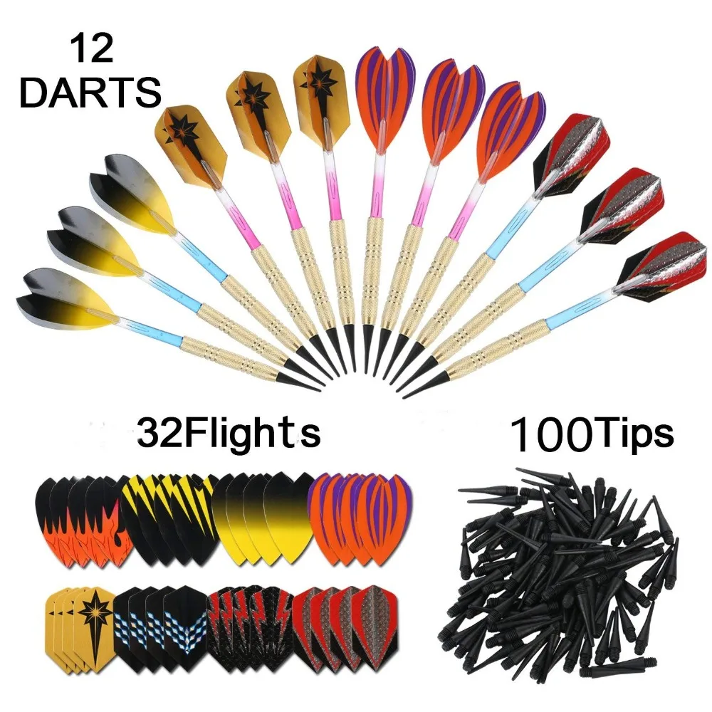 

Soft Dart Set for Electronic Dartboard arrows with 30 additional Flights 6 motifs and 100 plastic replacement tips and a bag
