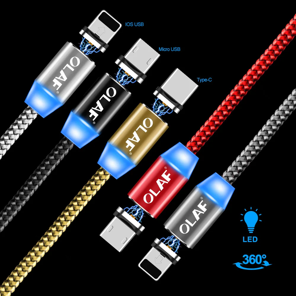 Магнитный кабель Олаф 3А для быстрой зарядки Micro usb type-C кабель для iPhone samsung Xiaomi USB-C Магнитный кабель для зарядки и передачи данных