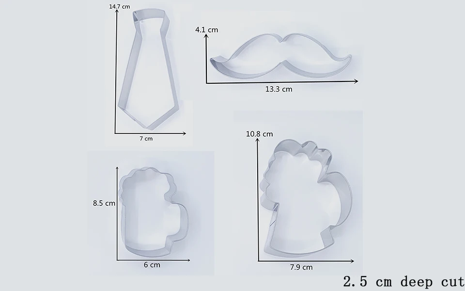 KENIAO Галстук борода пивная кружка формочки для печенья- 3 предметов Печенье / Помадка / Кондитерские изделия / Хлеборезки- Нержавеющая сталь