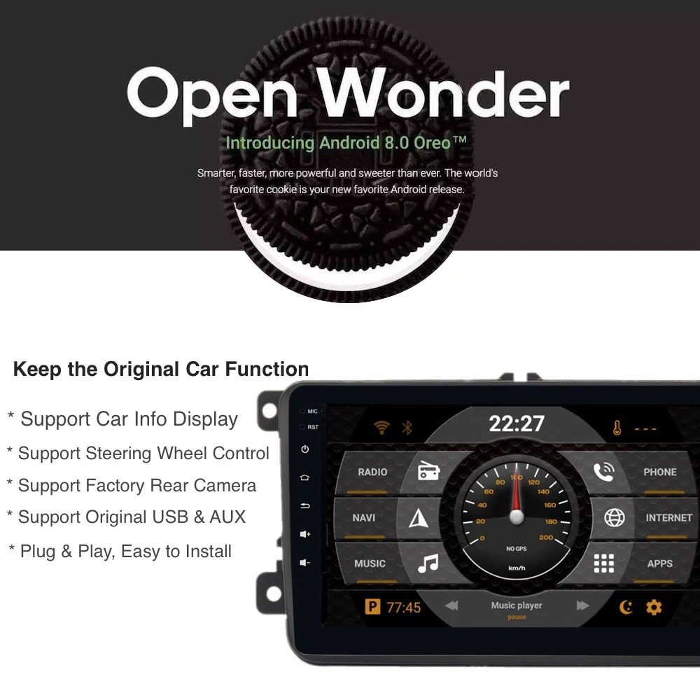 Clearance Android 8.0/7.1 Car GPS Navigation for VW Passat Tiguan Golf Polo Jetta Touran 8" IPS Screen Built-in WIFI BT RDS Radio 4*45W 0