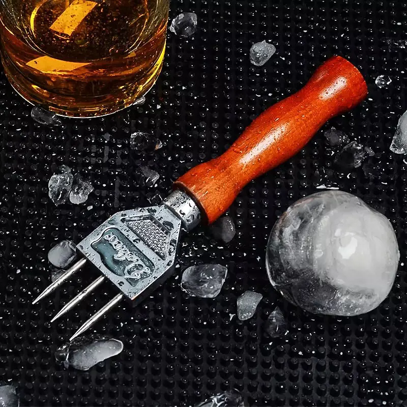 Ледоколка-крепкая дробилка для льда с твердой деревянной ручкой, 304 нержавеющая сталь Три зубчатые ледоколы для коктейля бармена