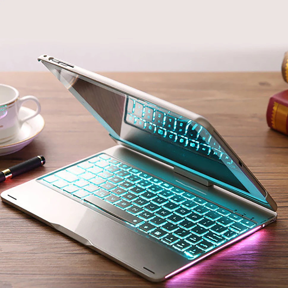  Funda For iPad 9.7 2018 2017 Case With Keyboard 7 Color Backlit 360 Rotation Wireless Bluetooth Key