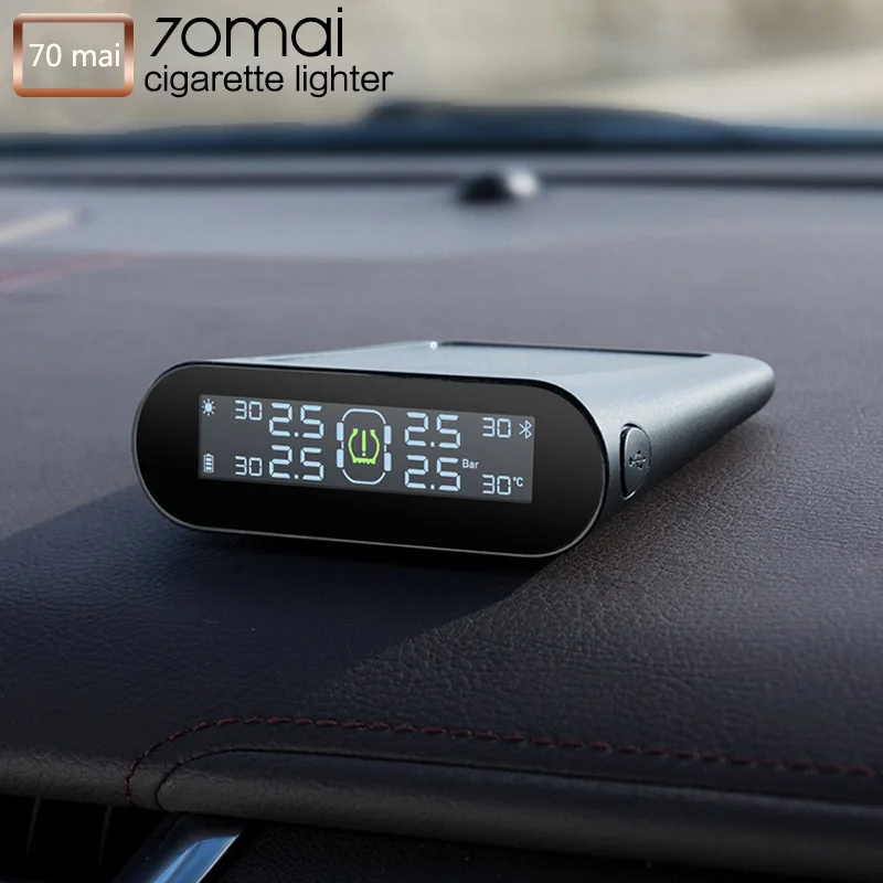 Xiaomi 70mai tpms датчик давления в шинах Солнечная энергия Двойной USB Зарядка Авто безопасность давление в шинах манометр, Встроенная система датчиков контроль давления в шинах