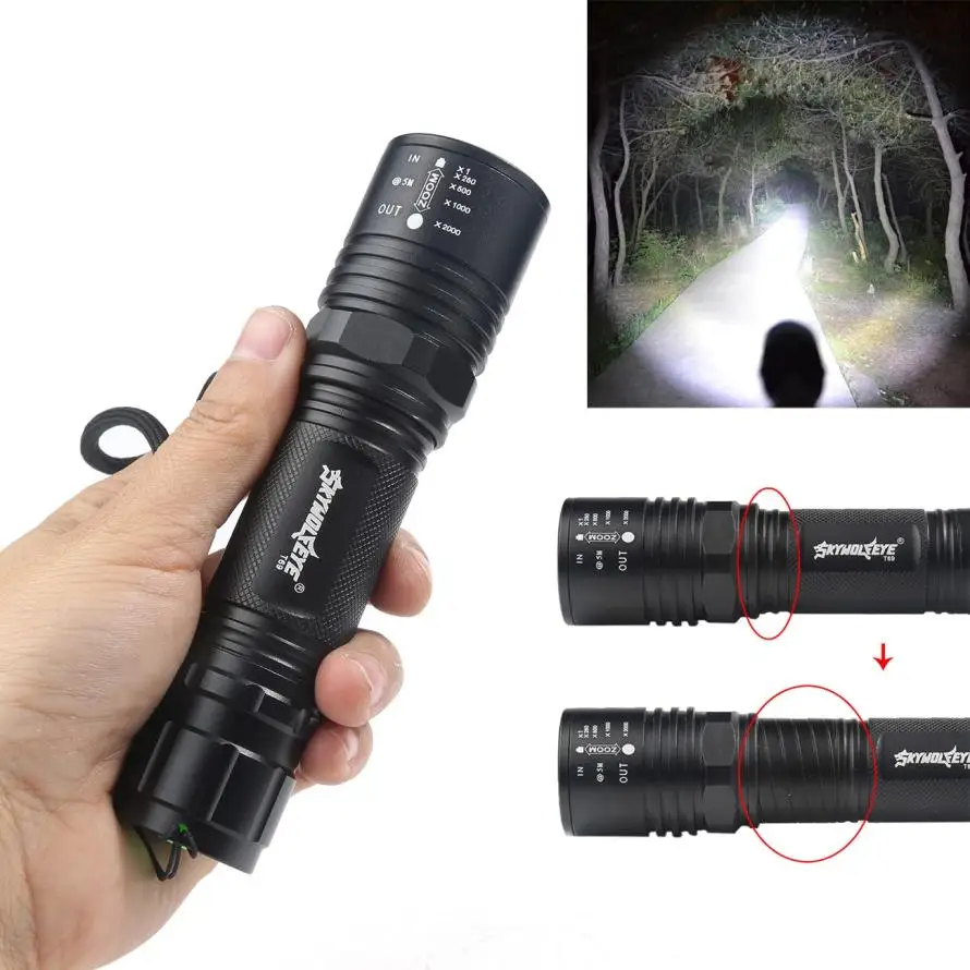 

Outdoor 4000LM Zoomable XM-L T6 LED High Power 18650 Flashlight Torch Lamp 5 Modes Bicycle Headlight for bike night fishing PJ4